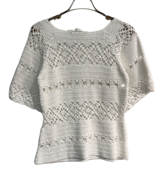 Zimmermann Crochet Knit White SS Top Sz 1
