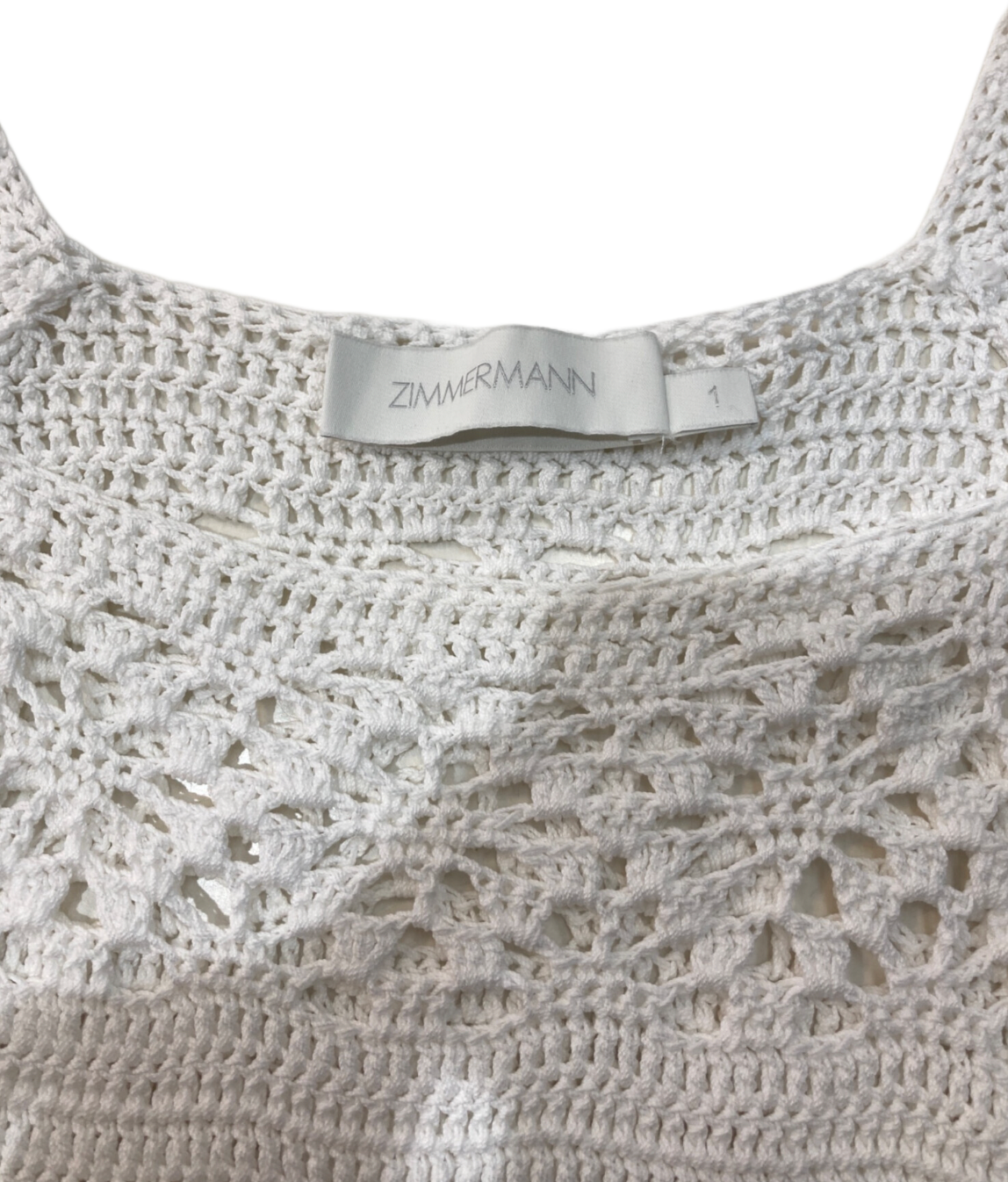 Zimmermann Crochet Knit White SS Top Sz 1