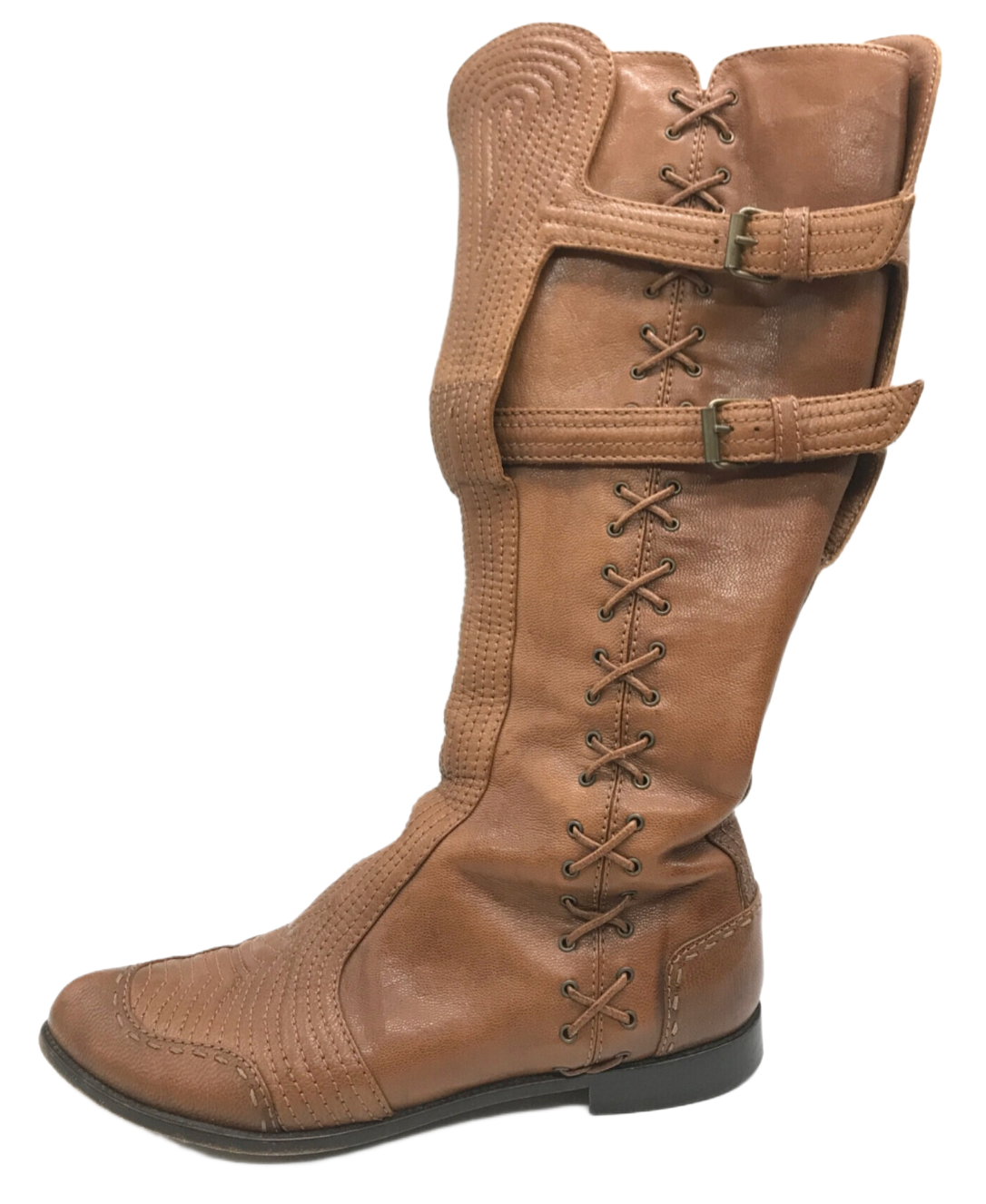 Alexander McQueen Knee High Leather Stitch Boots Sz 38