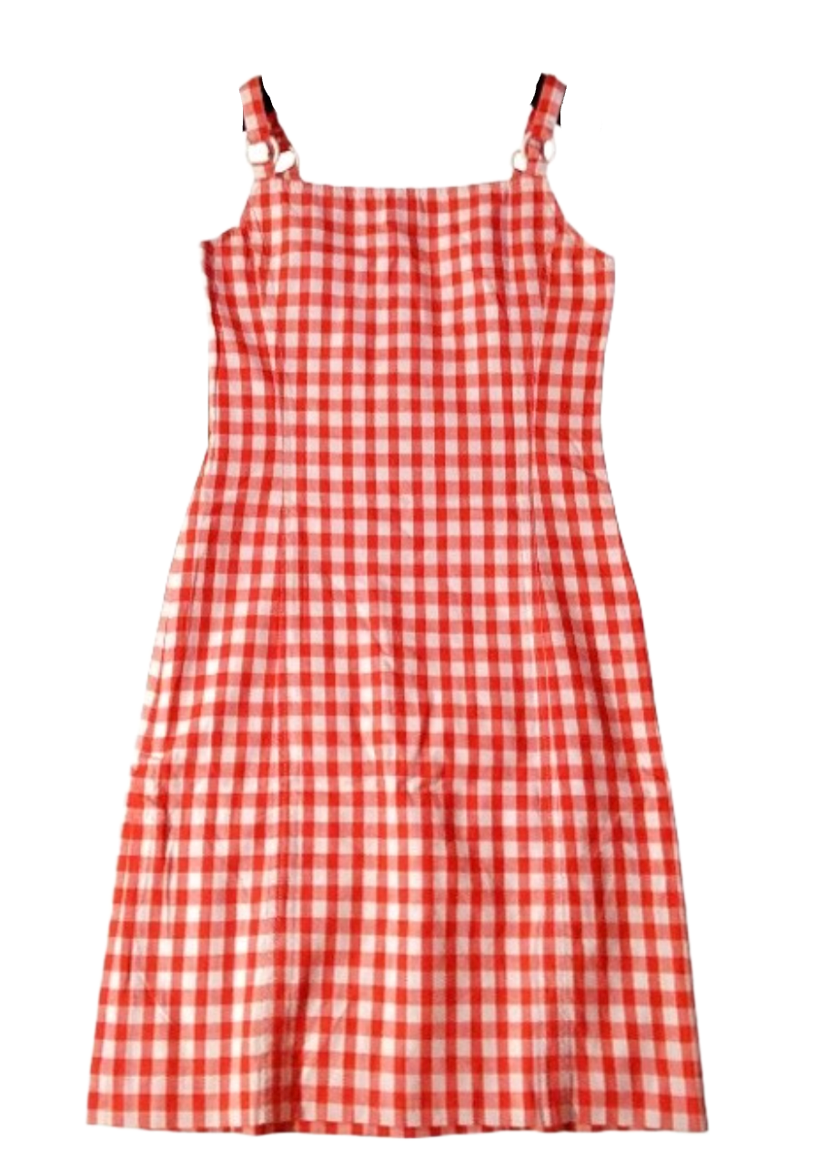 Courreges Red White Checkered O Ring Cami Mini Dress Sz 38