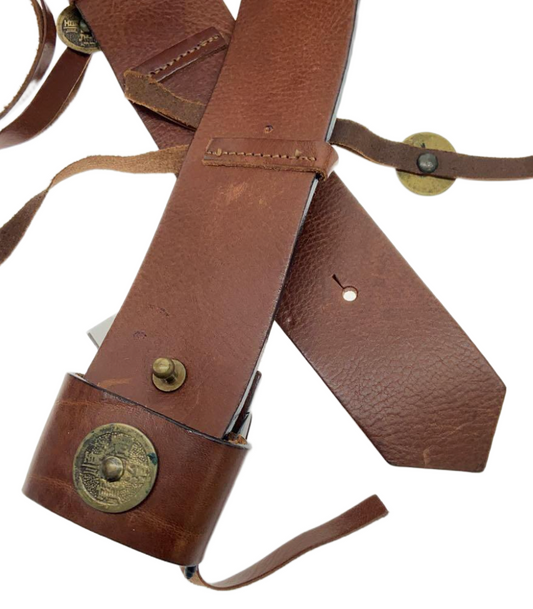 Vivienne Tam Leather Brown Belt w Fringe Coin Detail