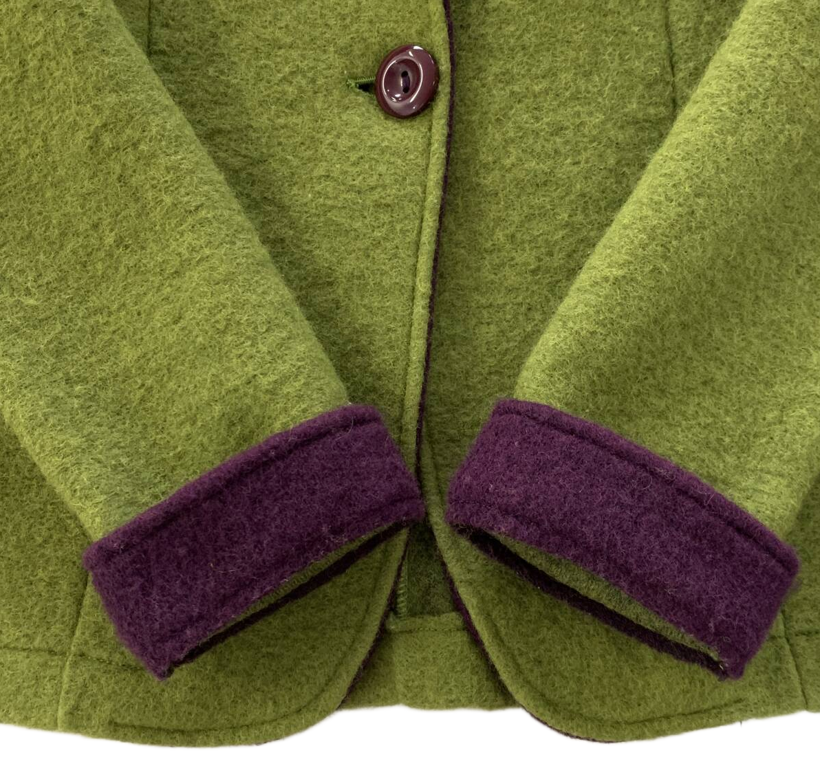 Vezzo Italian Made Two Tone Green Purple w Corsage Wool Blazer