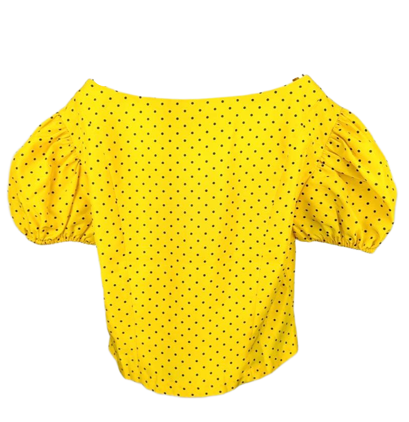 Moschino Cheap and Chic Polka Dot Puff SS Crop Top High Waist Trouser Set