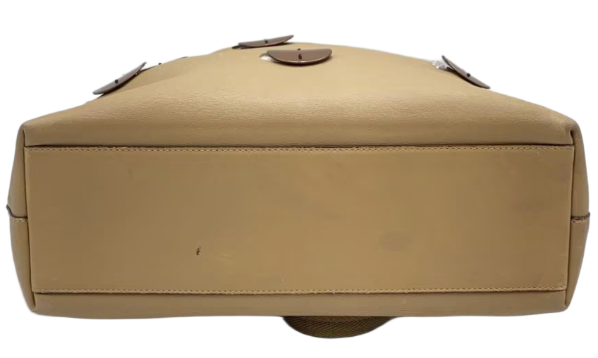 Prada Nude Leather Beige Grommet Metal Plates Handbag