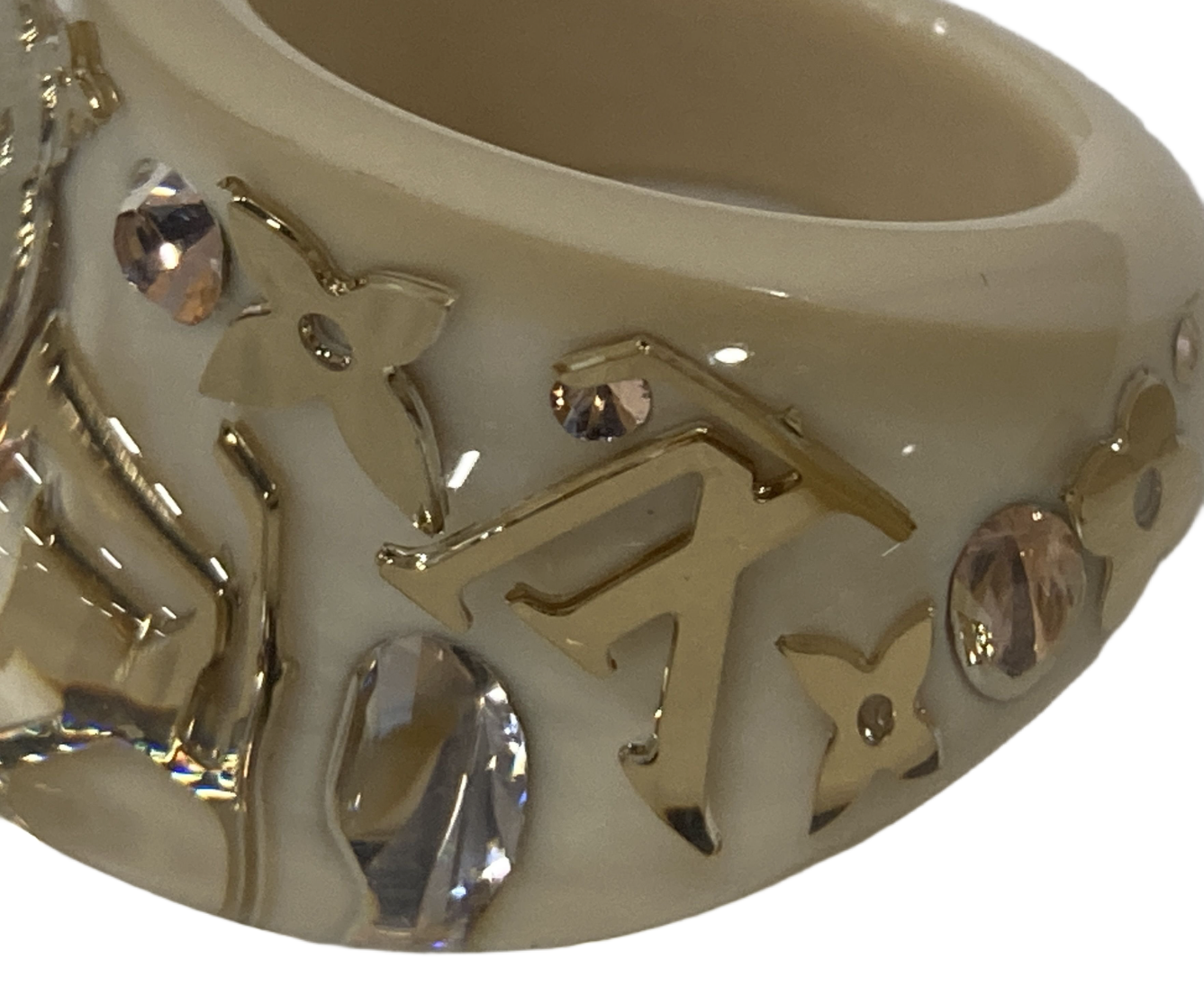 Louis Vuitton Berg Ankle-John White Monogram Acrylic Ring
