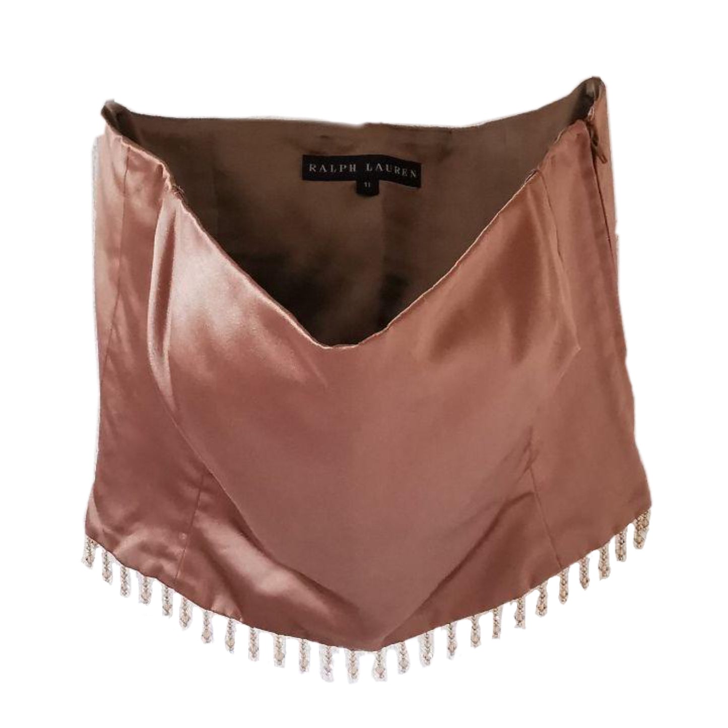 Ralph Lauren Satin Bustier w Embellished Drop Trimming