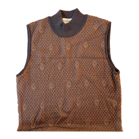 Yves Saint Laurent Paisley Mock Neck Knit Sless Maxi Dress