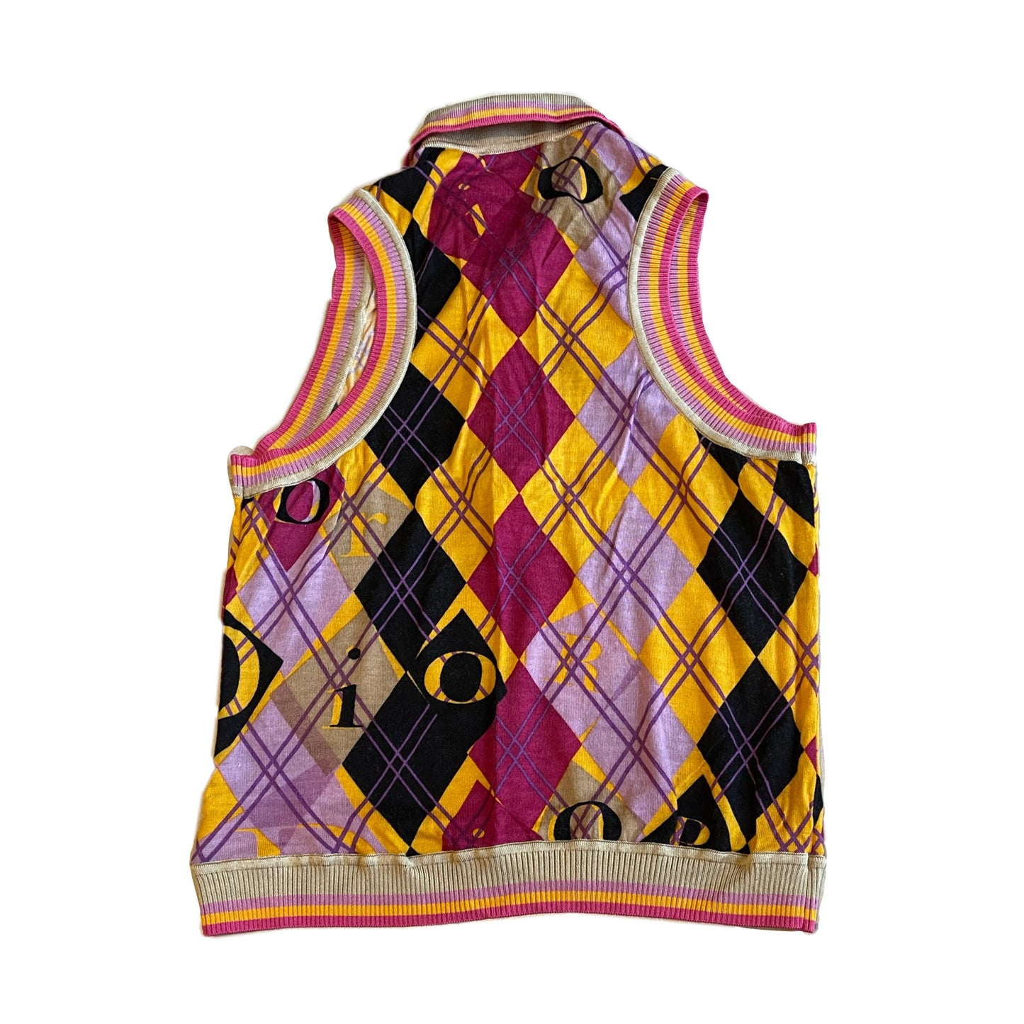 Christian Dior Argyle Sleeveless Knit Polo