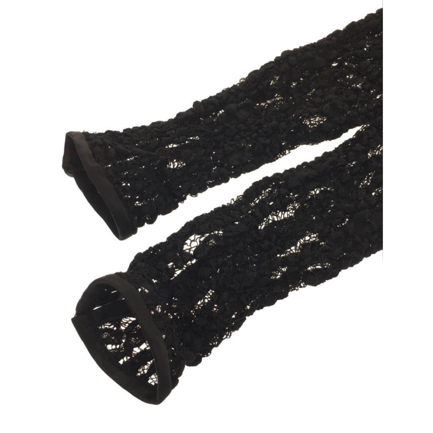 Dolce & Gabbana Lace Crotchet LS Dress Pussybow Neck Tie