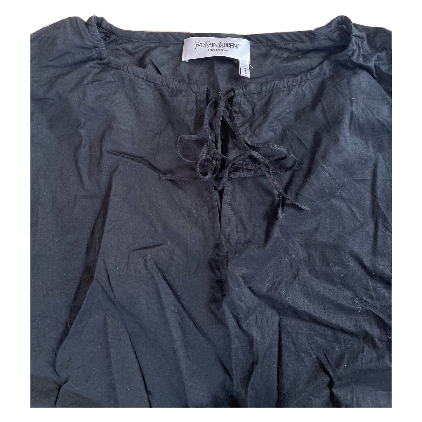 Yves Saint Laurent Keyhole Tie Linen Ballon LS Blouse