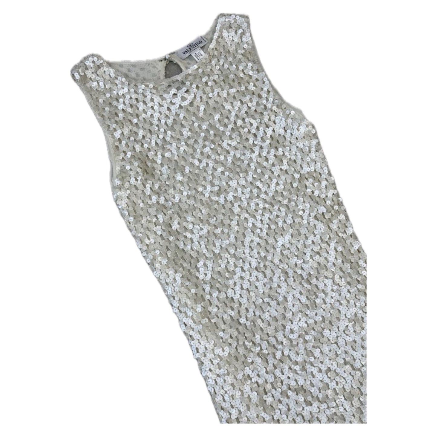 Valentino Sequin Beaded Fitted Sless Midi Dress