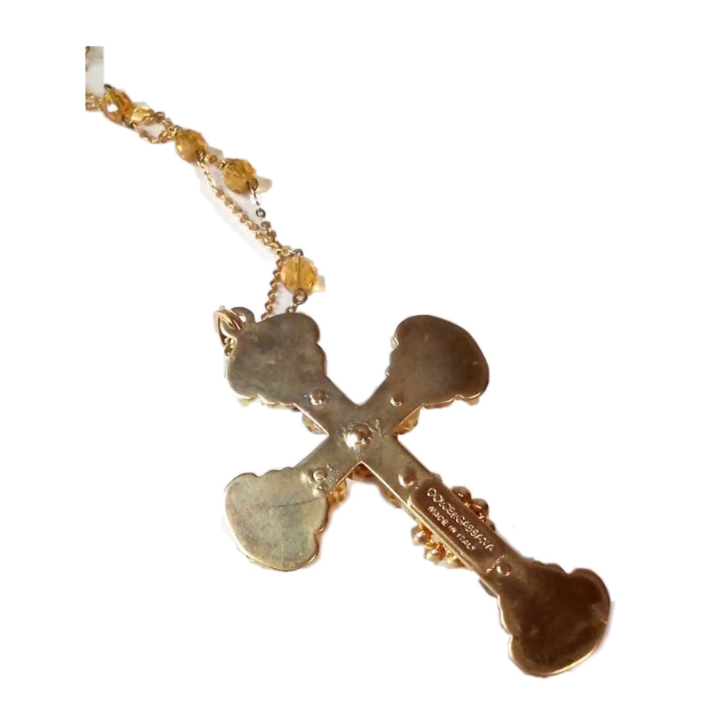 Dolce & Gabbana Bejeweled Rhinestone Floral Cross Necklace