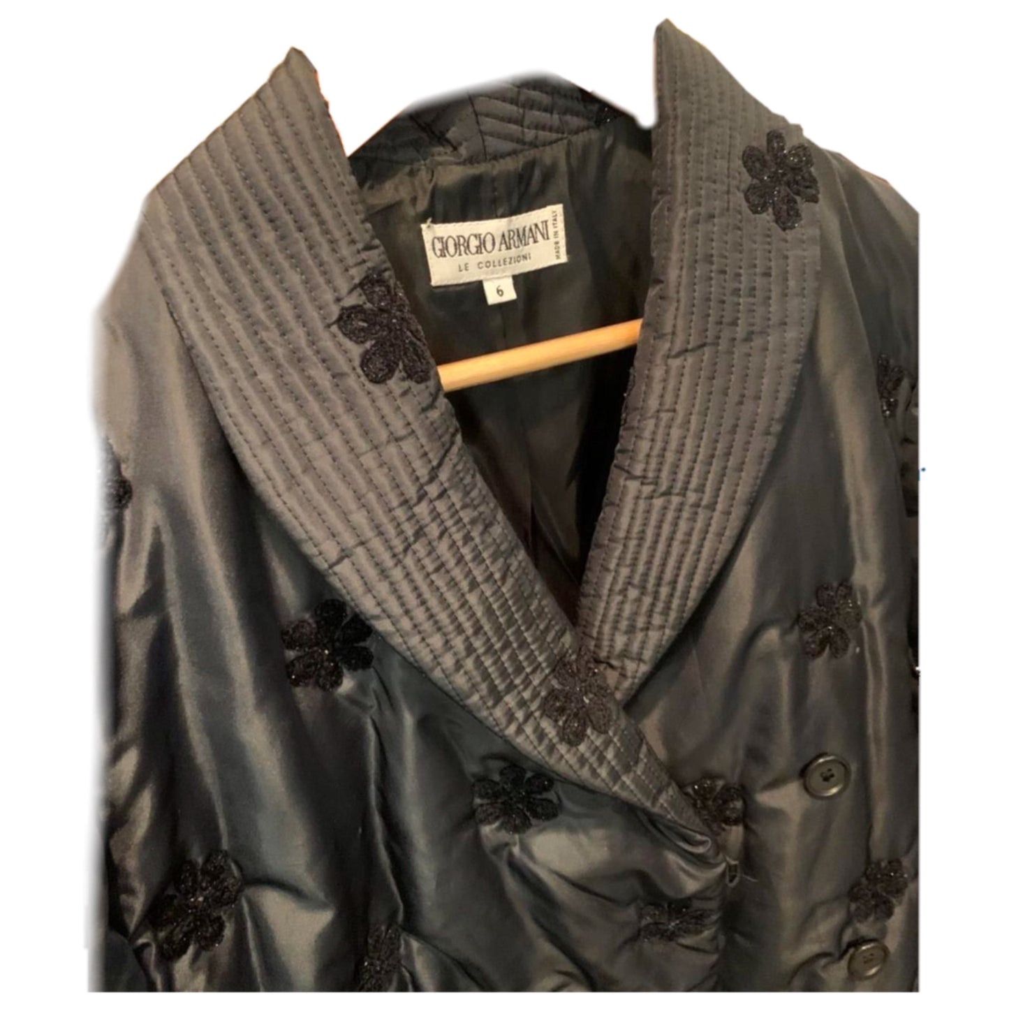 Giorgio Armani Floral Beaded Nylon Puffer Coat