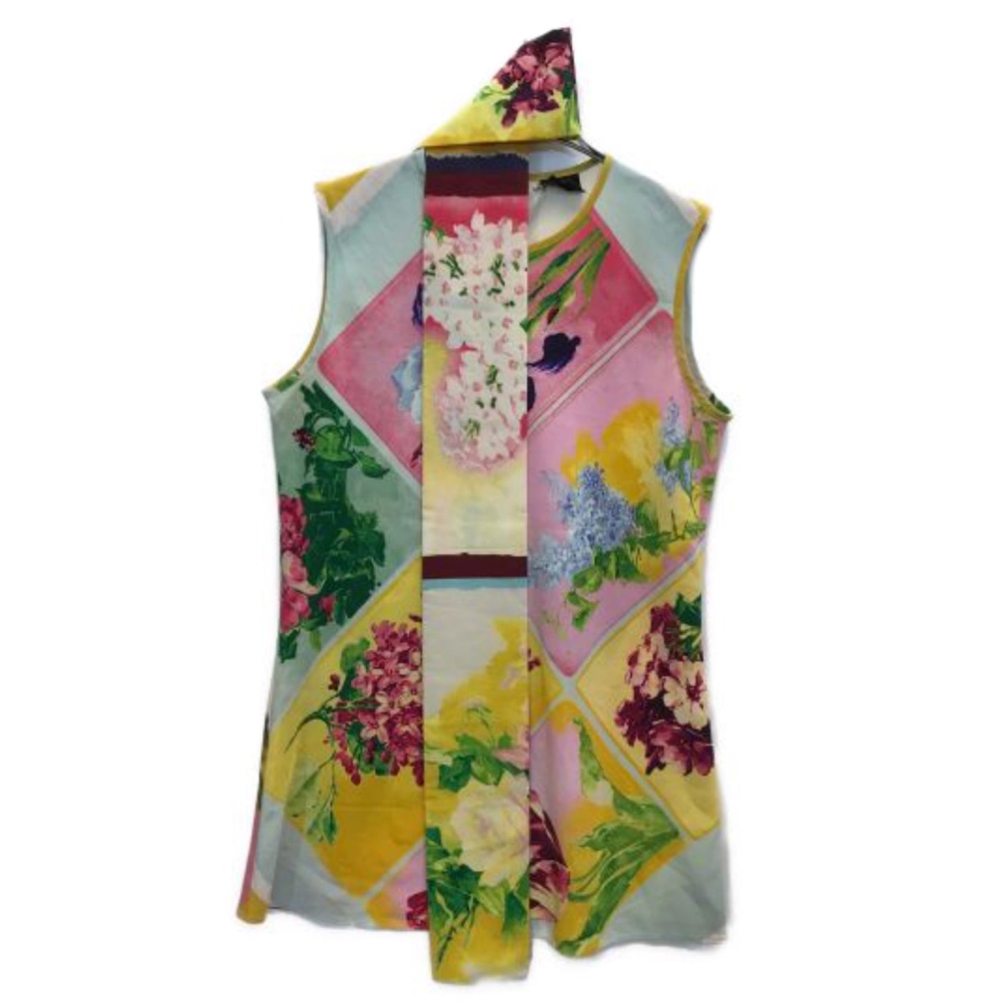 Jean Paul Gaultier Femme Floral Tile Print Sless Tank w Matching Scarf