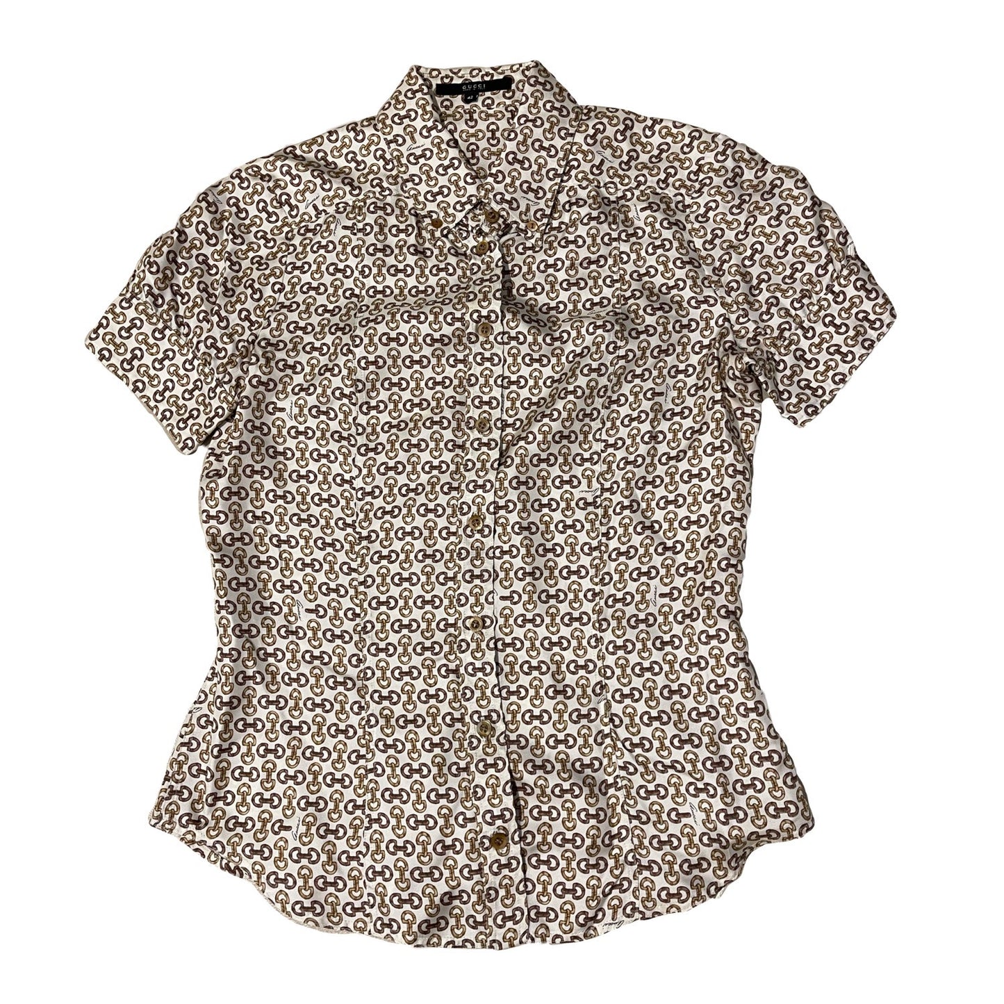 Gucci Horsebit Silk Logo Short Sleeve Shirt