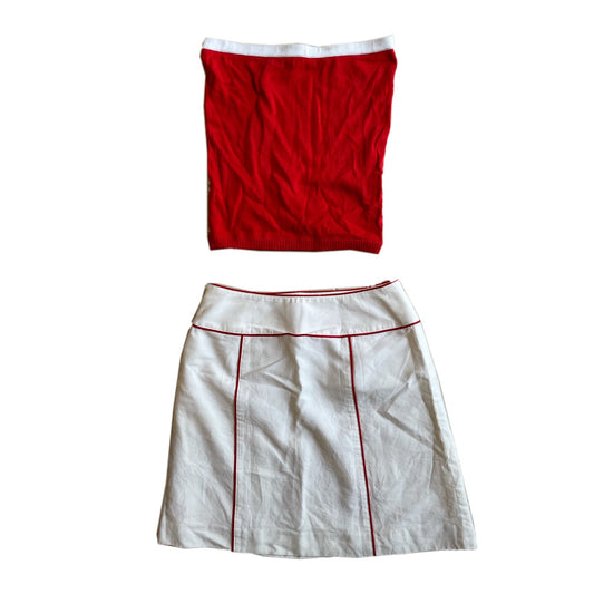 Courreges Red/White Tube Top & Skirt Set
