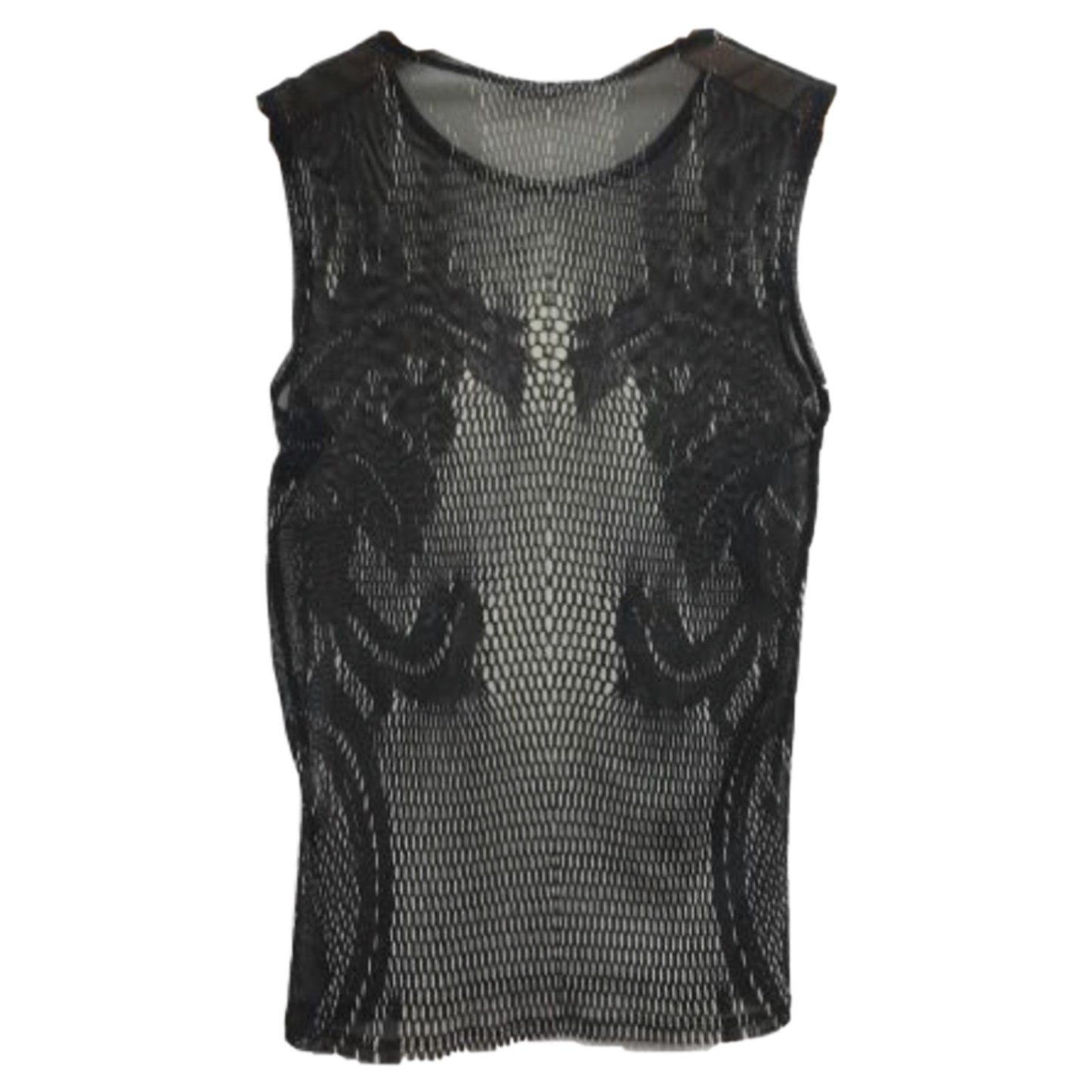 Issey Miyake Mesh Assymetrical Digital Scale Print Tank Top
