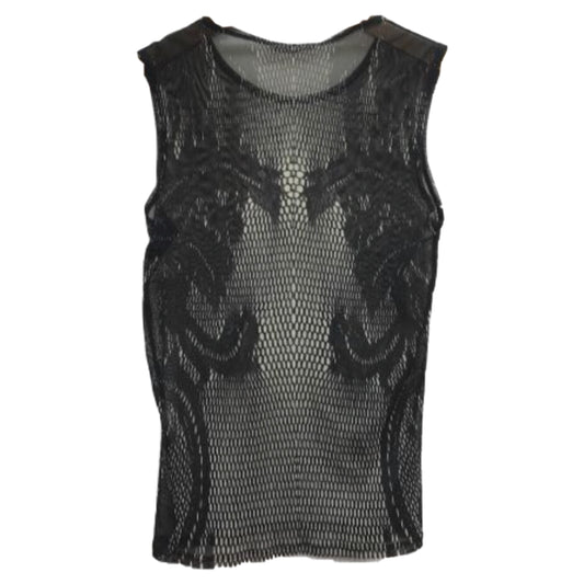 Issey Miyake Mesh Assymetrical Digital Scale Print Tank Top