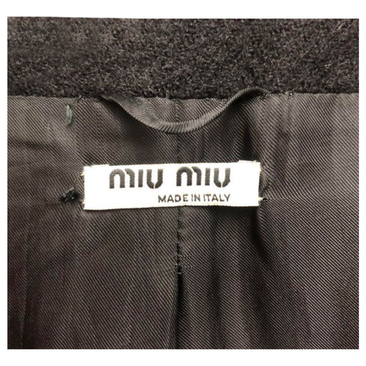 Miu Miu Wool Scoop Neck Pocket Pleat Two Piece Blazer Skirt Set