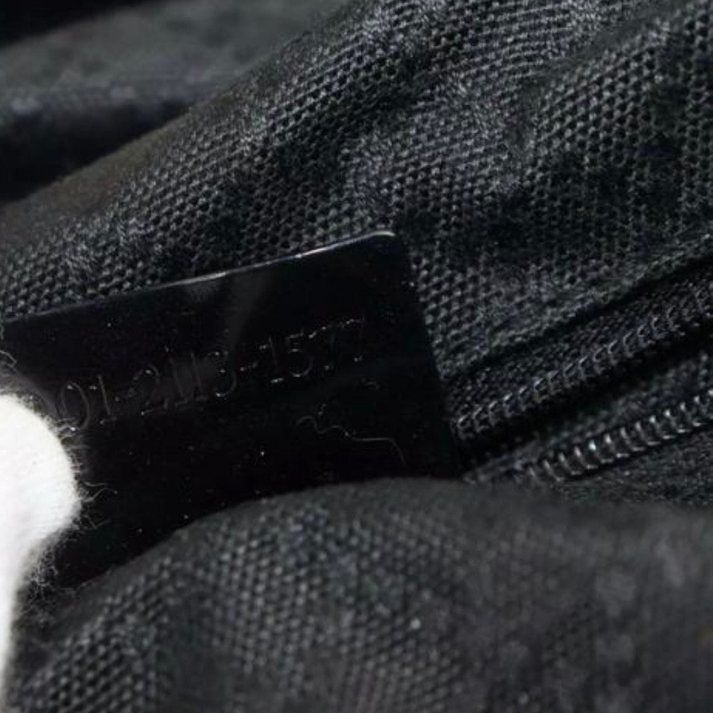 Gucci Large Black Coated Canvas Bamboo Handle Tote Bag