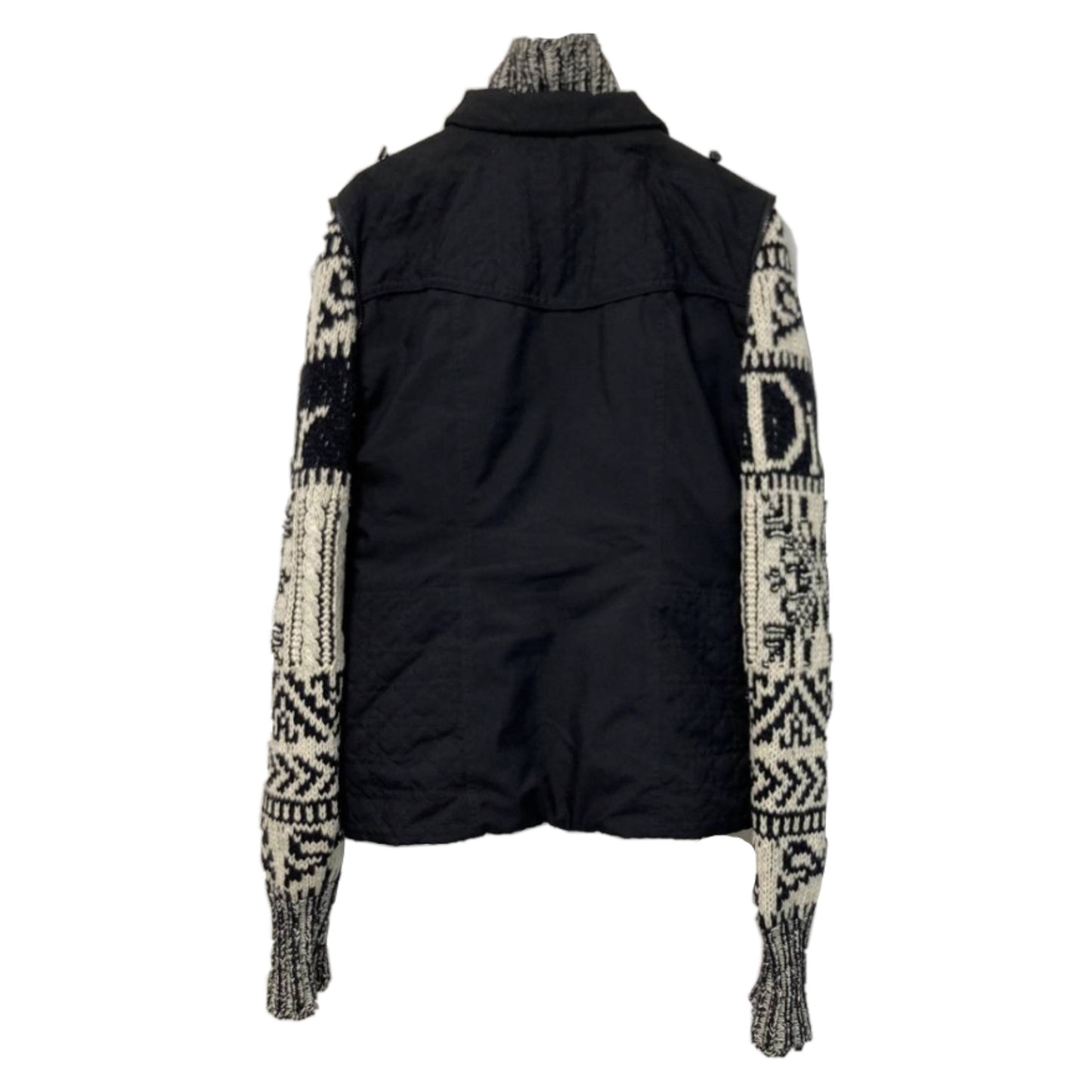 Christian Dior Tactical Utility Zip Jacket w Logo Wool Knit Sleeves
