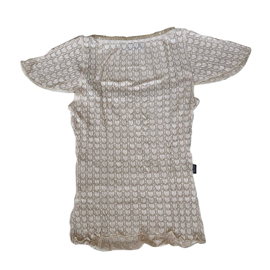 Moschino Jeans Heart Knit Cap Sleeve Top