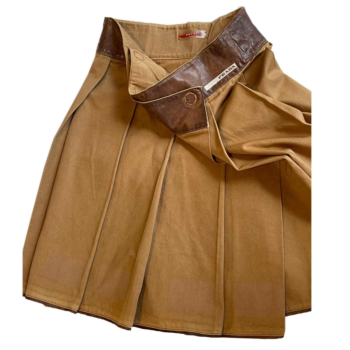 Prada Leather Leather Utility Wrap Skirt