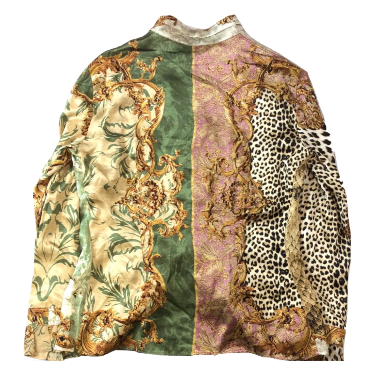 Roberto Cavalli Multi Print Ruffle LS Blouse w Tie