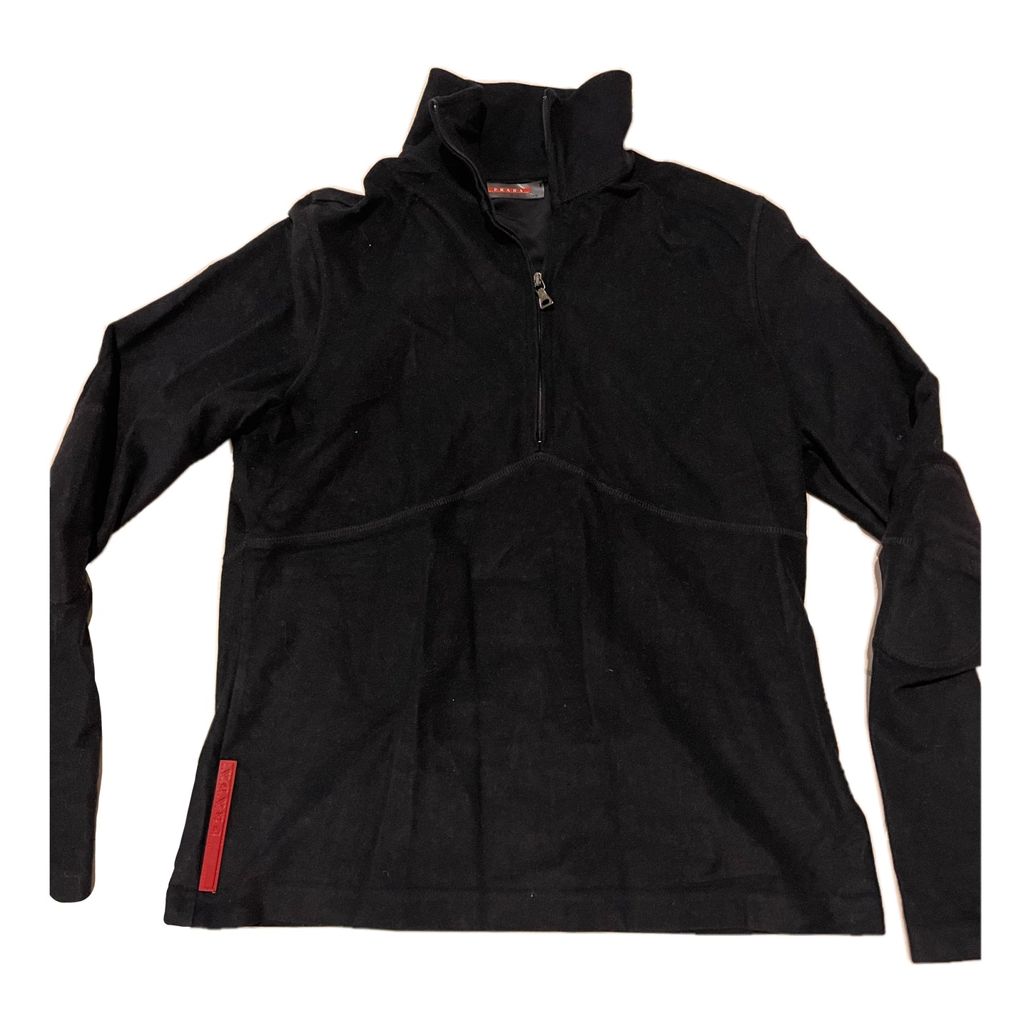 Prada Sport 1/2 Zip Fleece Turtleneck LS Patch Top