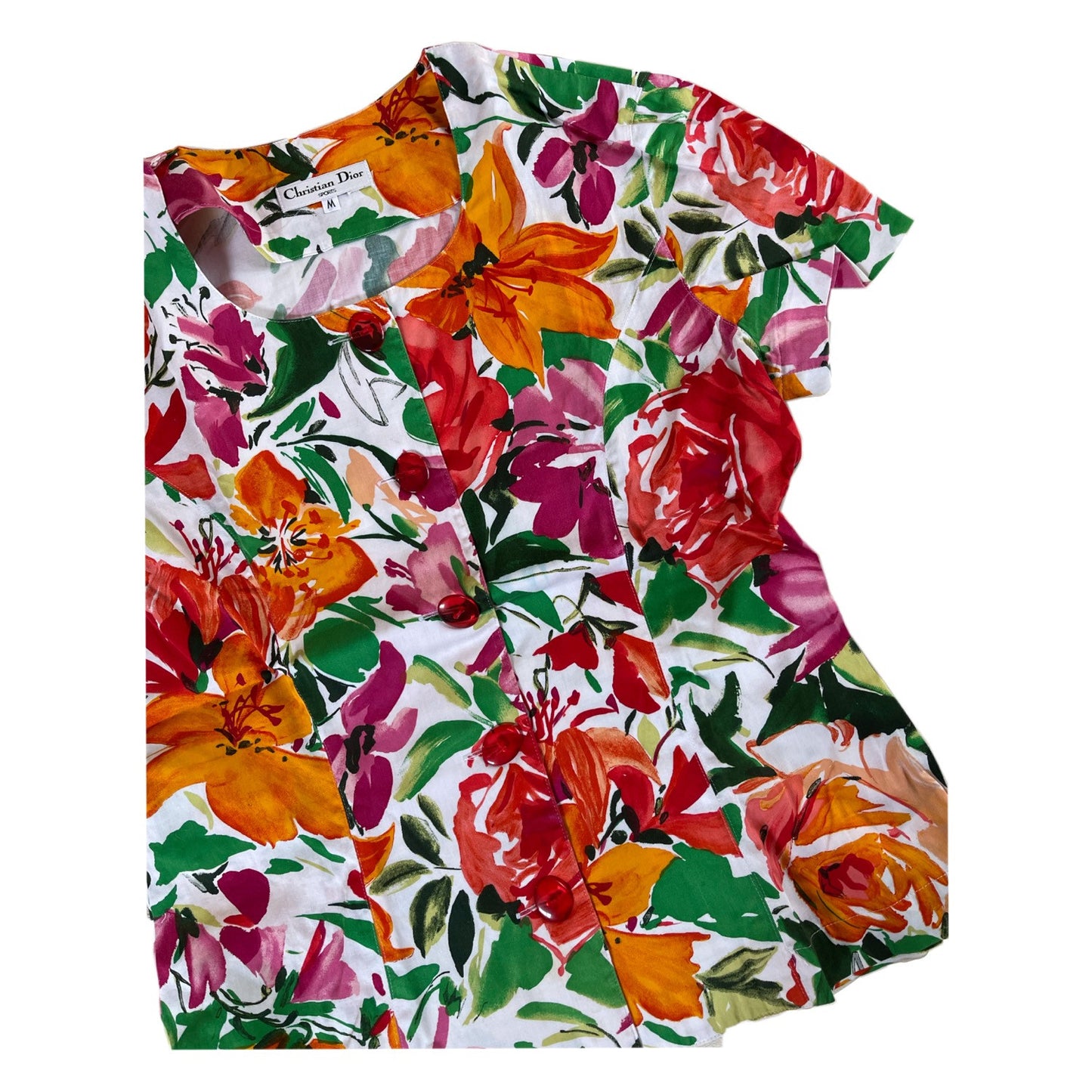 Christian Dior Sports Floral Button Down SS Blouse
