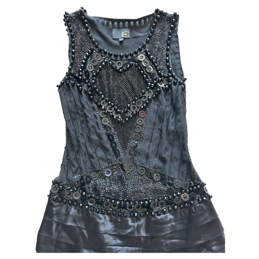 Just Cavalli Beaded Bejewelled Scoop Neck Sless Mini Dress