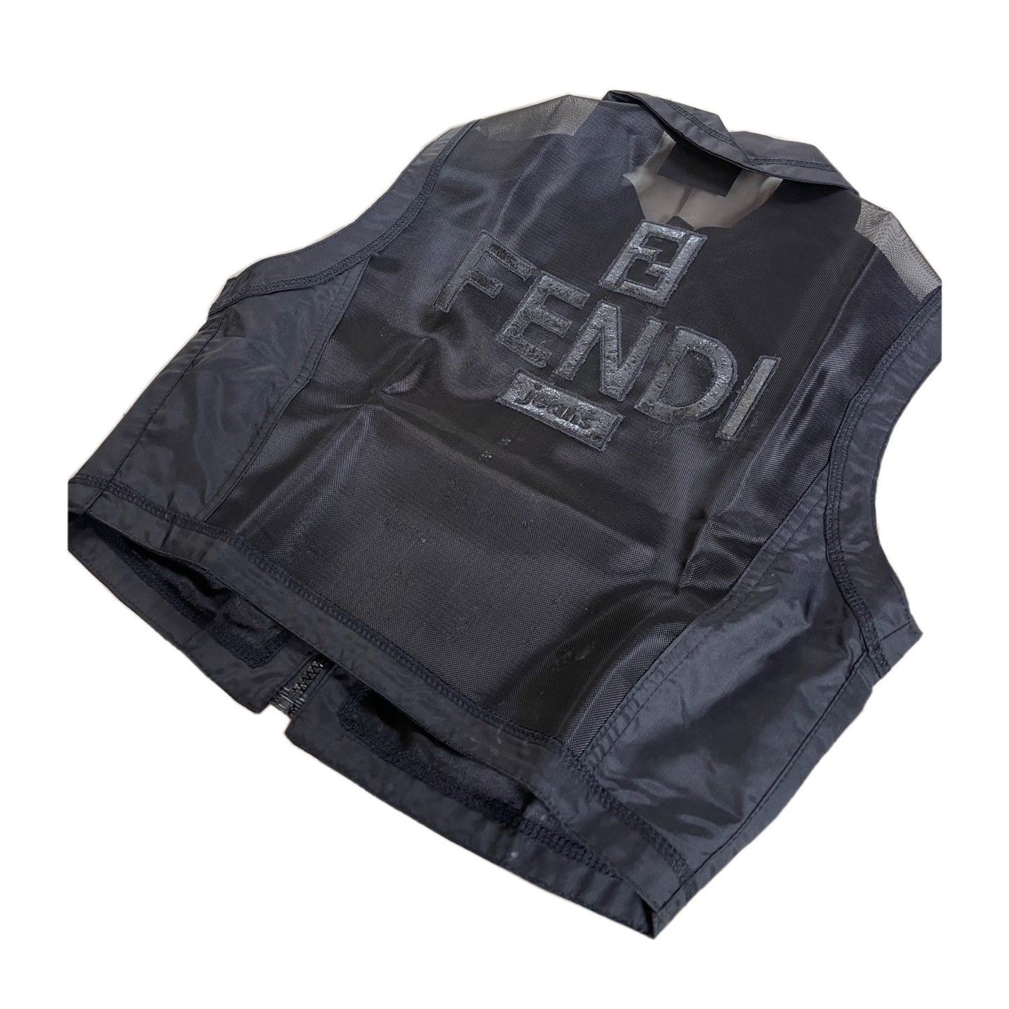 Fendi Mesh Logo Zip Crop Vest