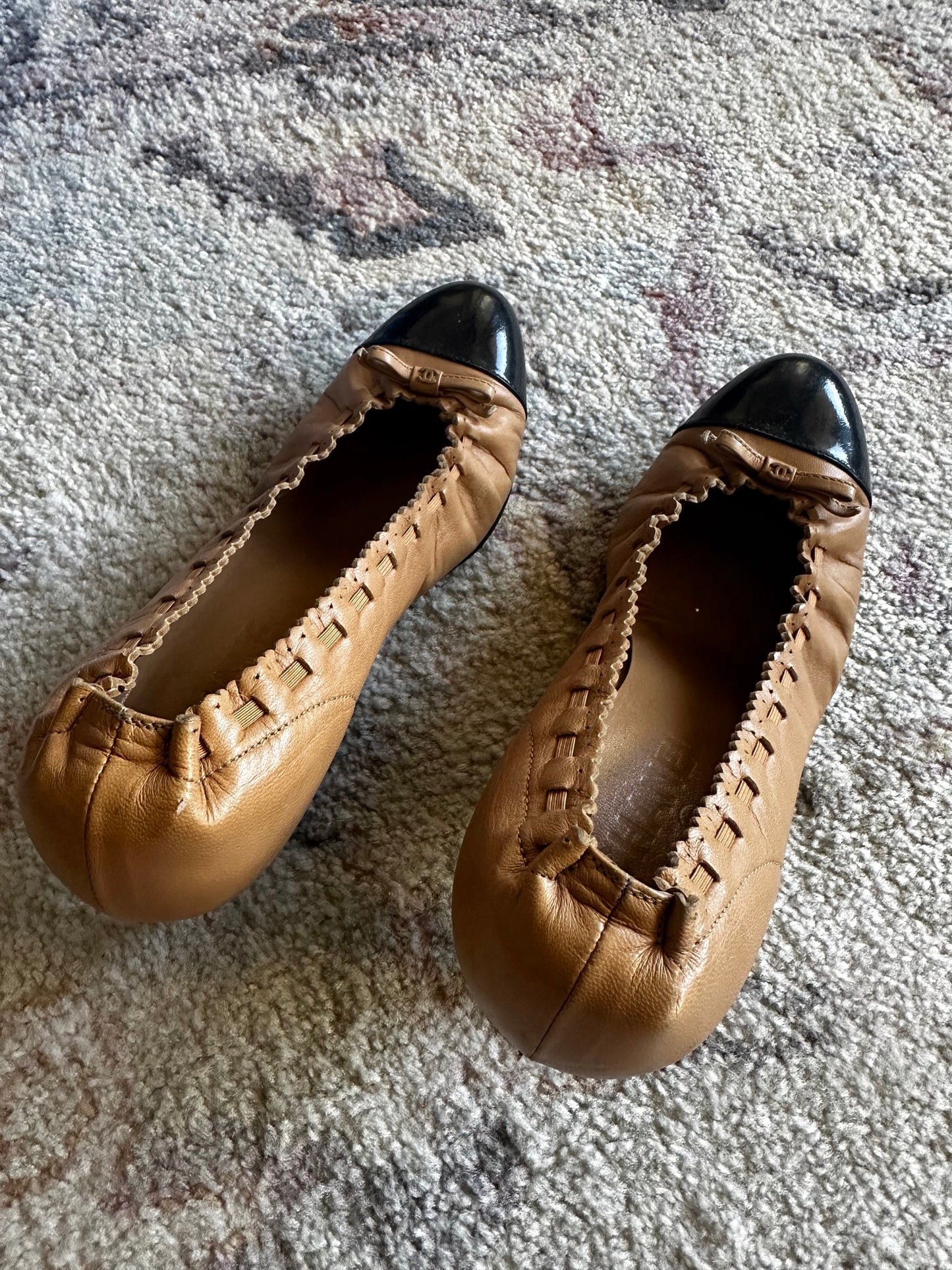 Chanel Two Tone Ballet Flat Heels