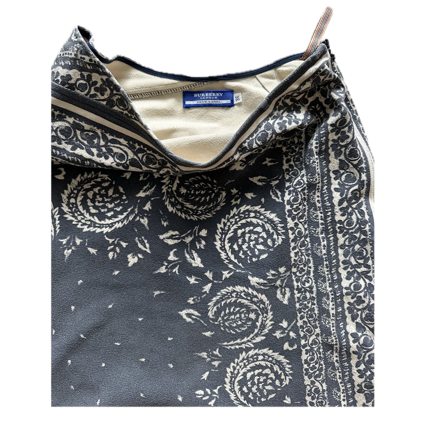 Burberry Blue Label Grey Scarf Print Assymetrical A Line Skirt
