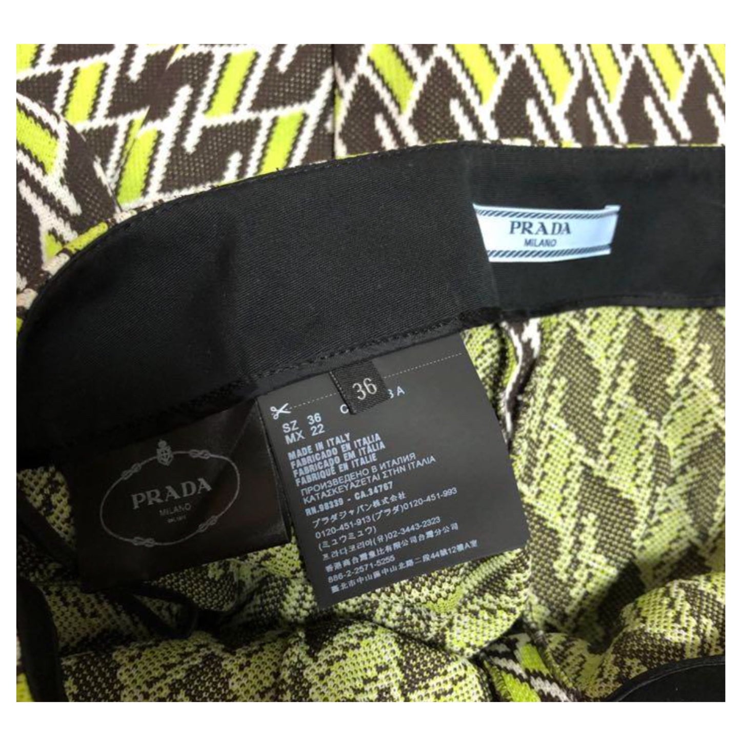 Prada Ski Knit Tile Print Belt Flare Pants