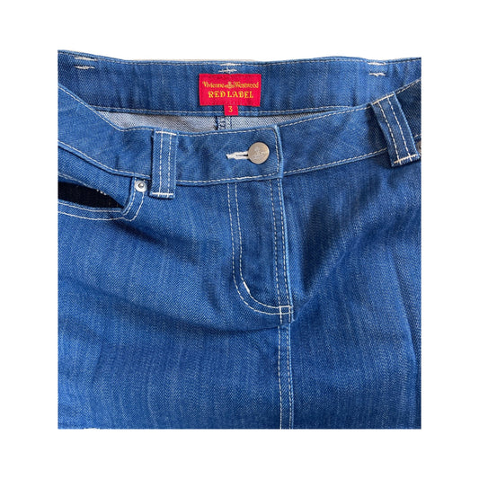 Vivienne Westwood Denim Orbit Stitch Logo Mini Skirt