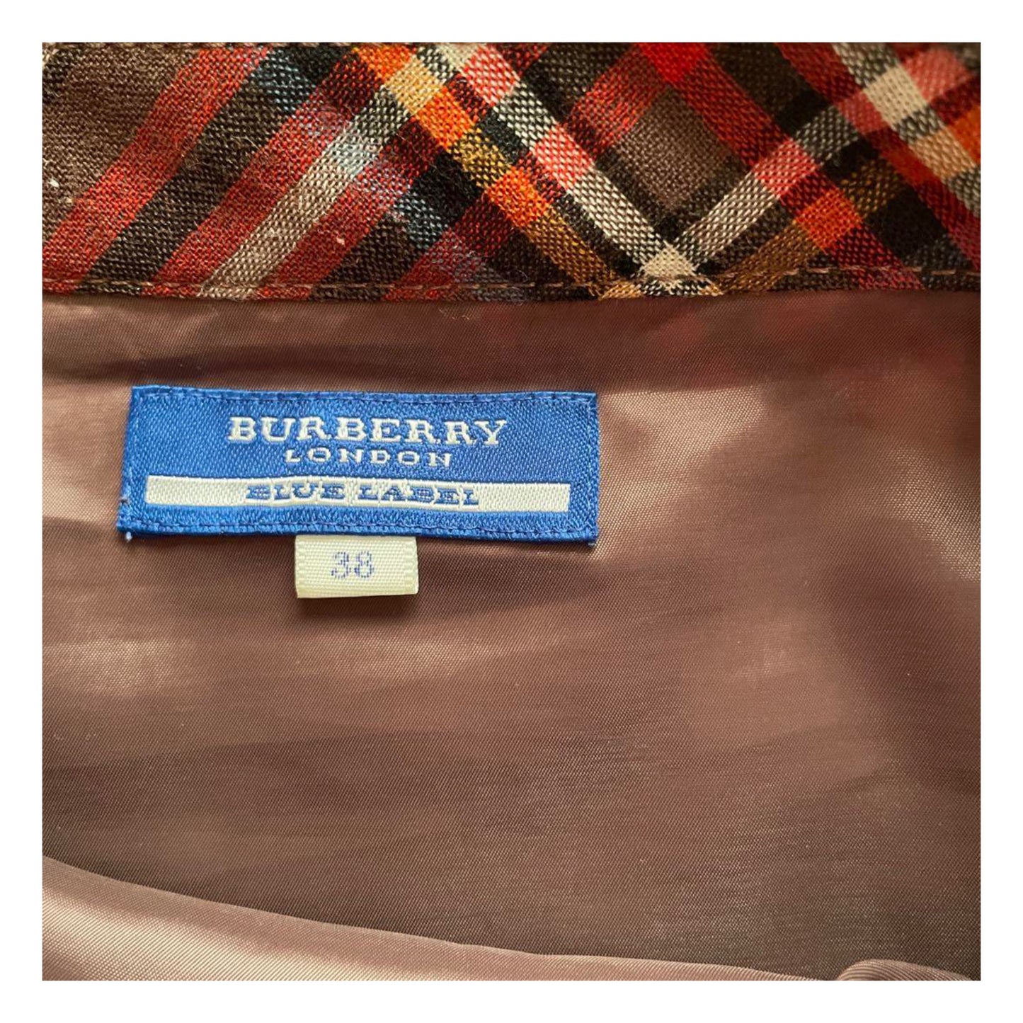 Burberry Blue Label Plaid Pleated Mini Buckle Skirt