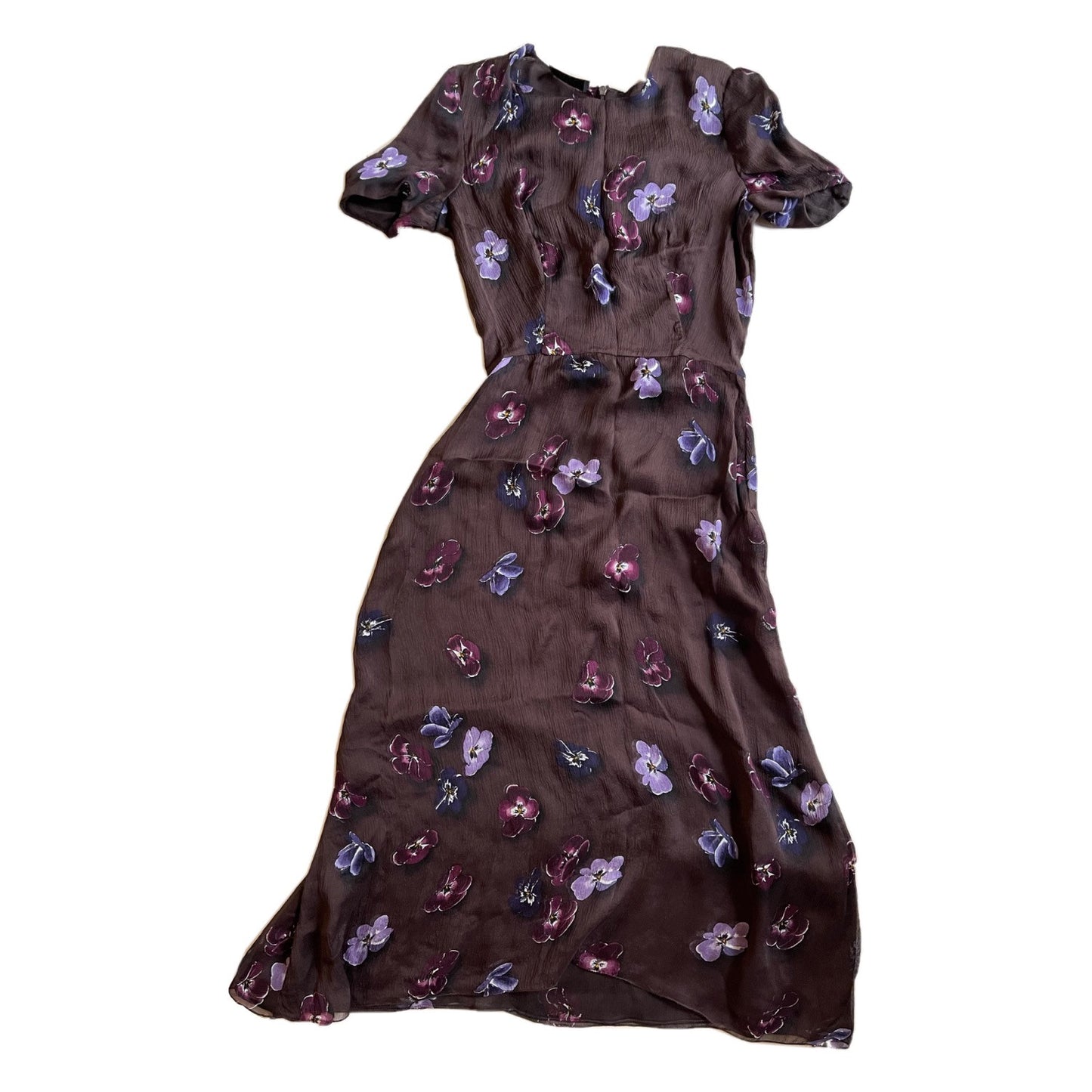 Prada Brown Floral Silk Midi Dress