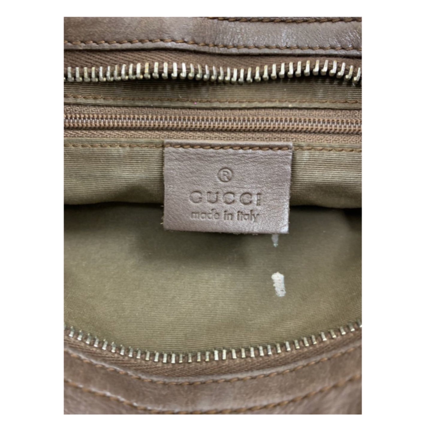 Gucci Monogram Leather Strap Canvas Handbag
