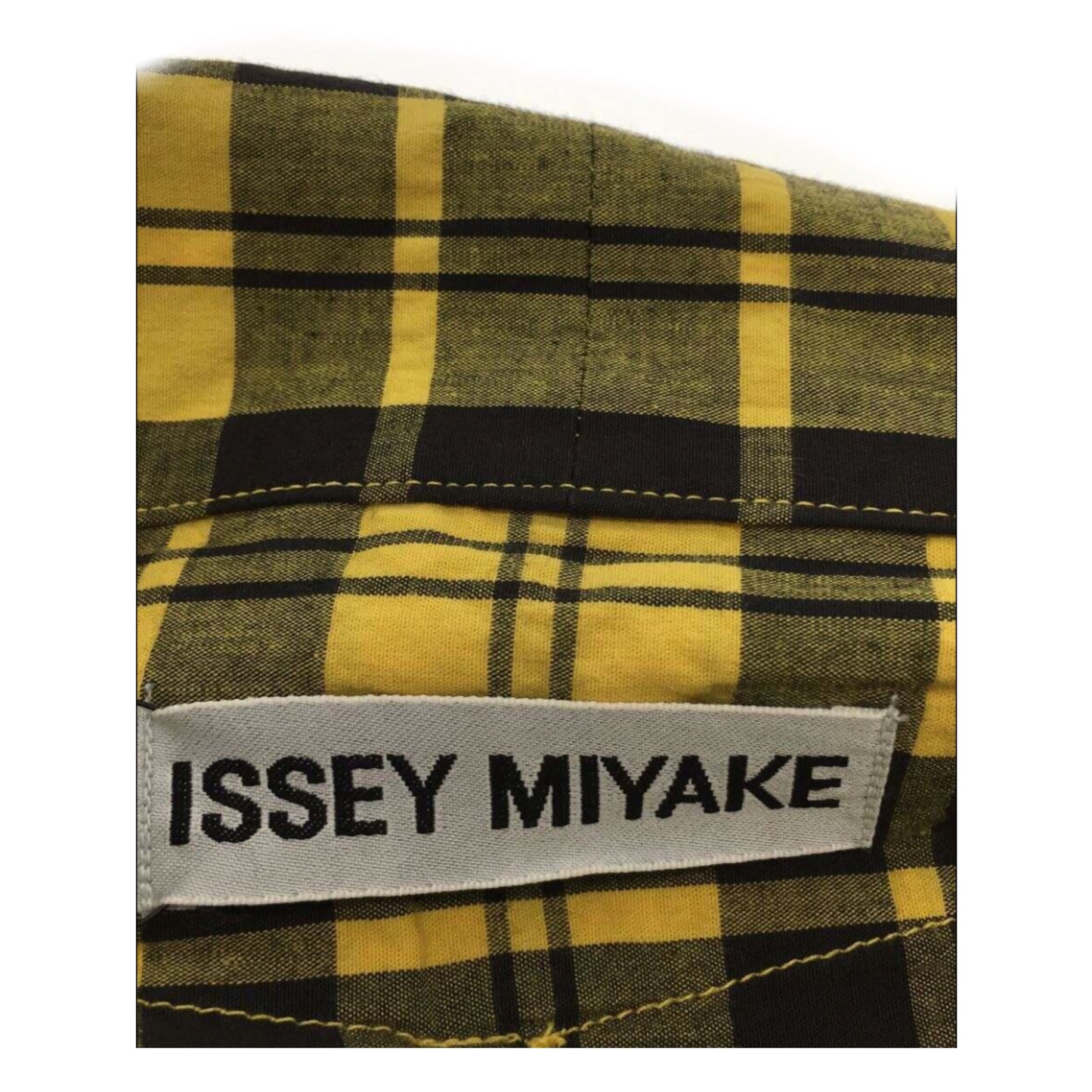 Issey Miyake Checkered Off Shoulder LS Button Down Blouse