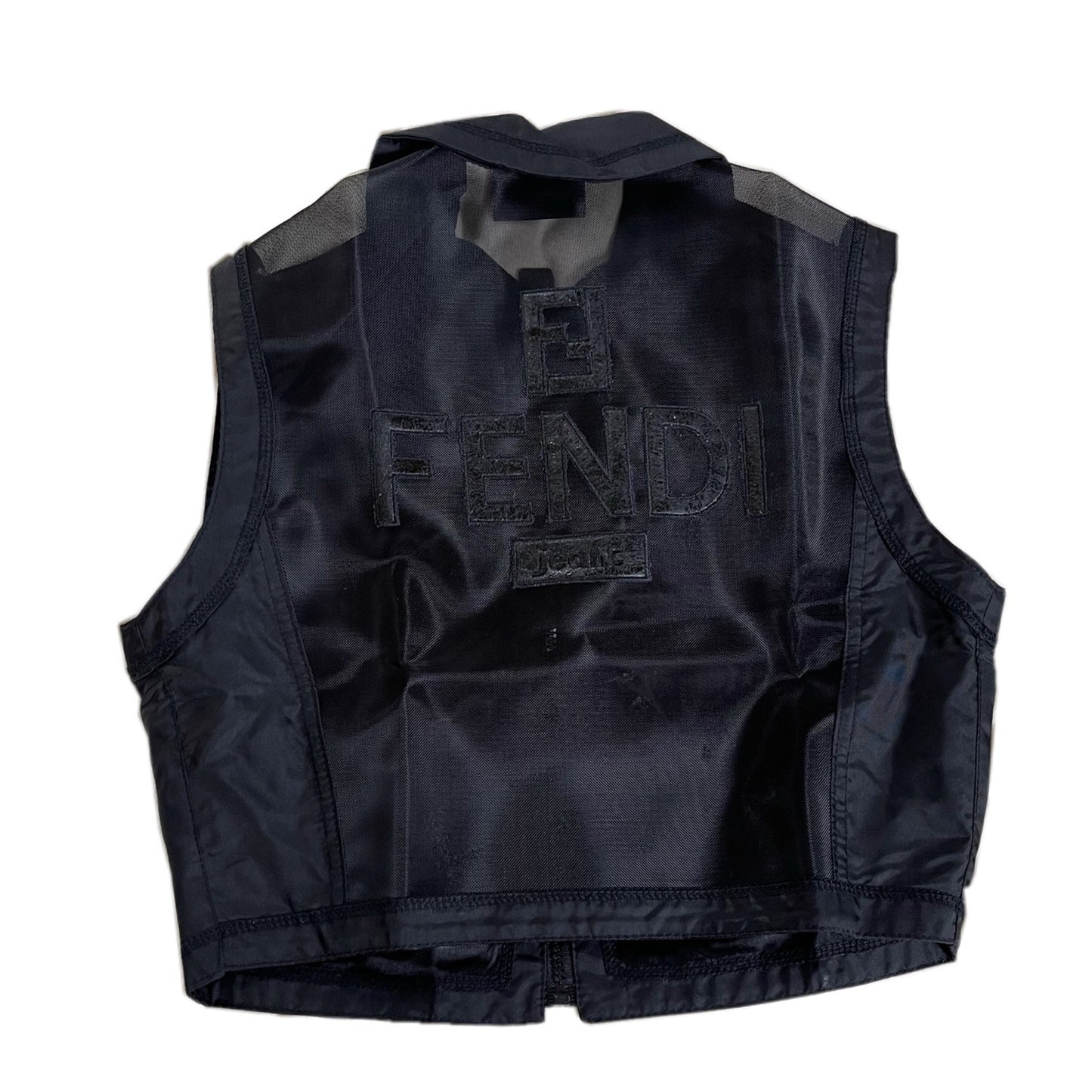Fendi Mesh Logo Zip Crop Vest