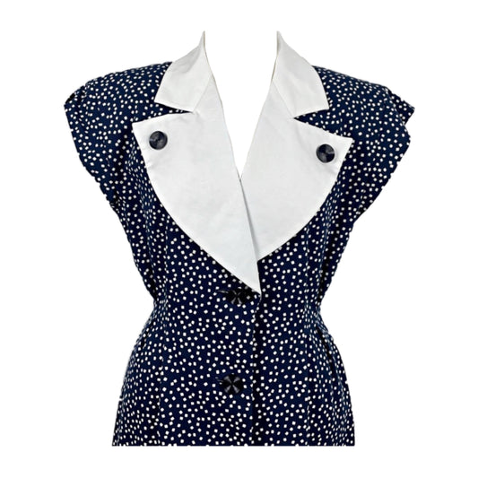 Yves Saint Laurent Square Print Shoulder Pad Sless Midi Dress