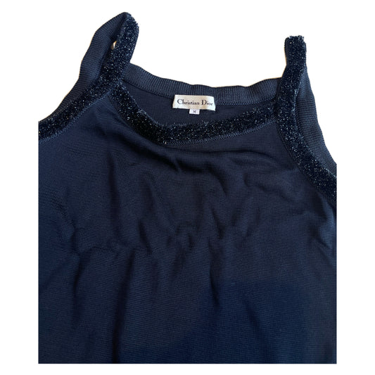 Christian Dior Knit Metallic Tinsel Trim Tank Top