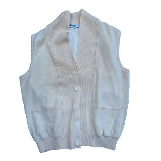 Christian Dior Sports Knit Shawl Neck Logo Sless Vest