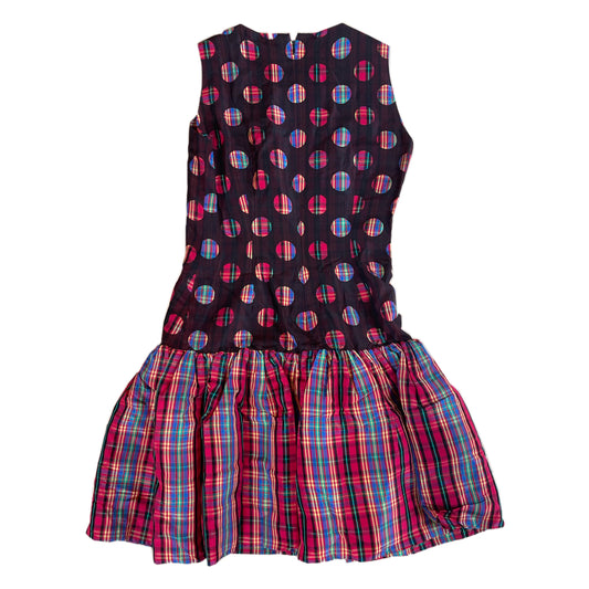 Givenchy Checkered Polka Dot Drop Waist Sless Dress