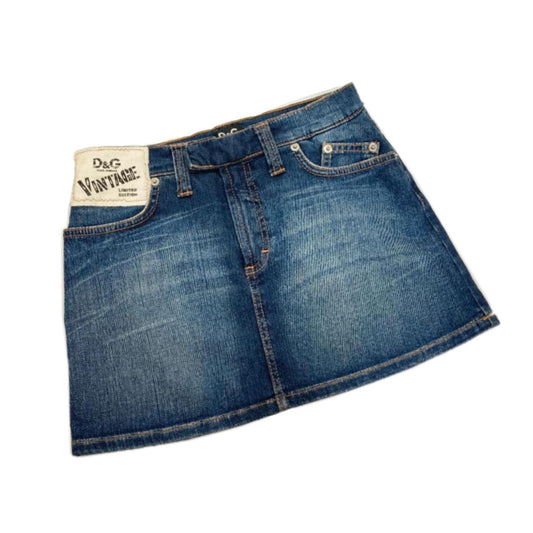 Dolce & Gabbana Sequin Logo Denim Mini Skirt