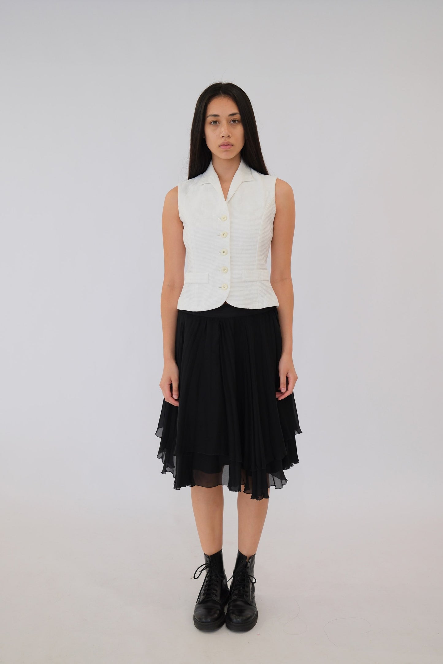 Sportmax Layered Silk Ruffle Skirt