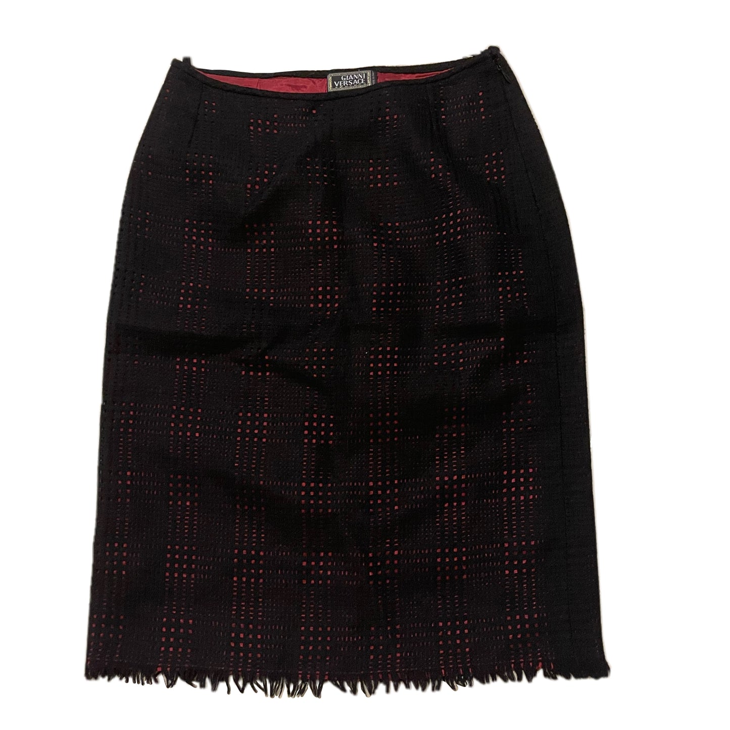 Gianni Versace Checkered Felt Skirt Cardigan Top Skirt Set