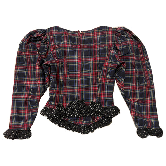 Moschino Cheap And Chic Tartan Checkered Polka Dot Pleated Skirt Puff Sleeve Set