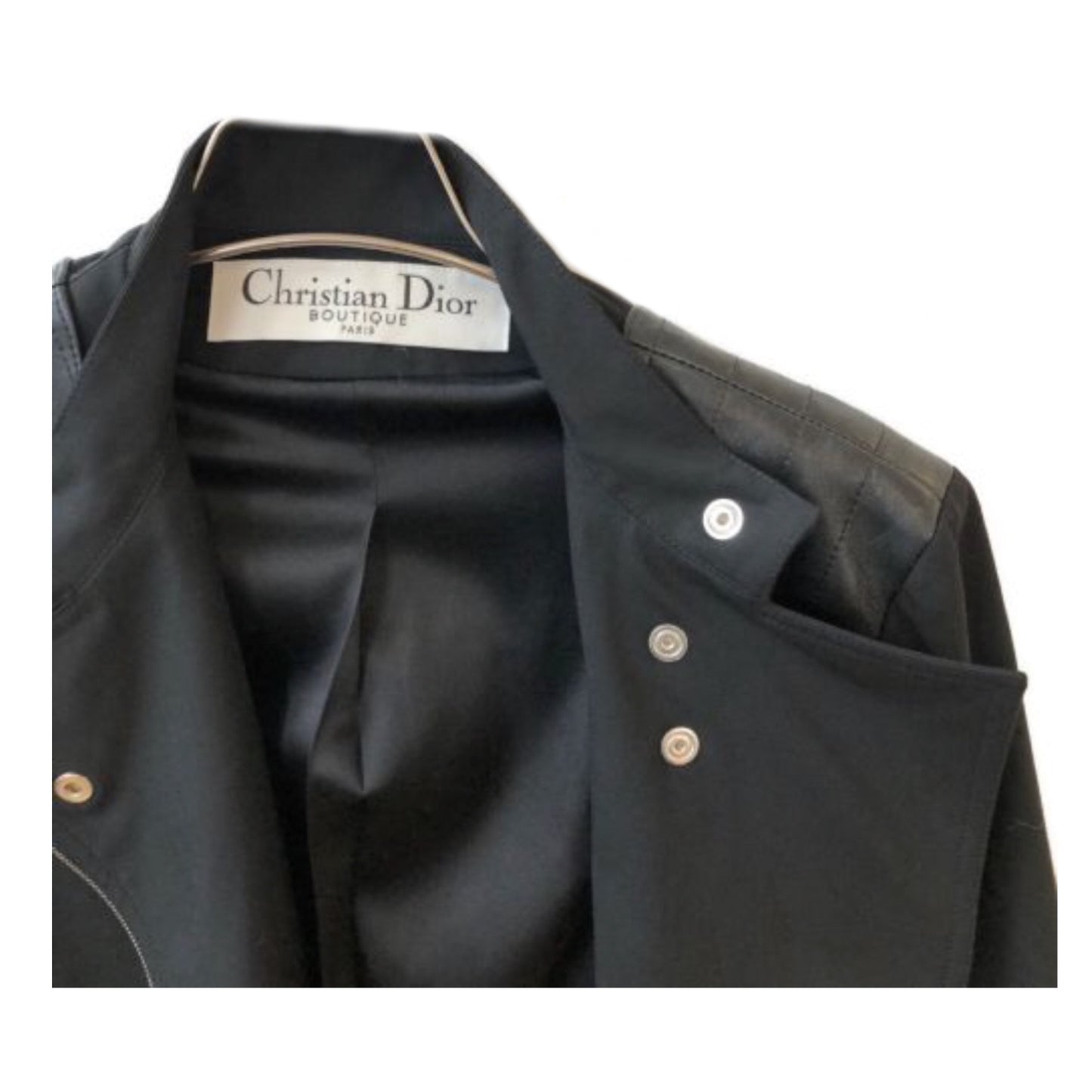 Christian Dior Leather Shoulder Elbow Patch Motor Jacket